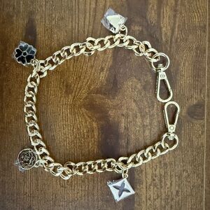 NEW! Nanette Lenore Gold Tone Purse Chain Accessory Multi Use Wear Heart Charms